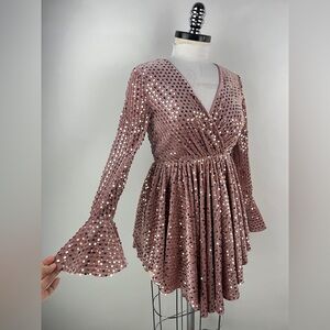 💚 3161. Velvet Sequins Blush Pink Tunic